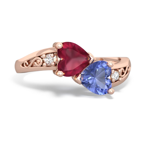 ruby-tanzanite filligree ring