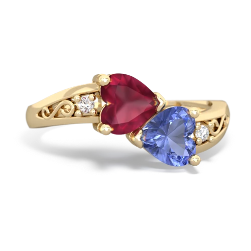 ruby-tanzanite filligree ring