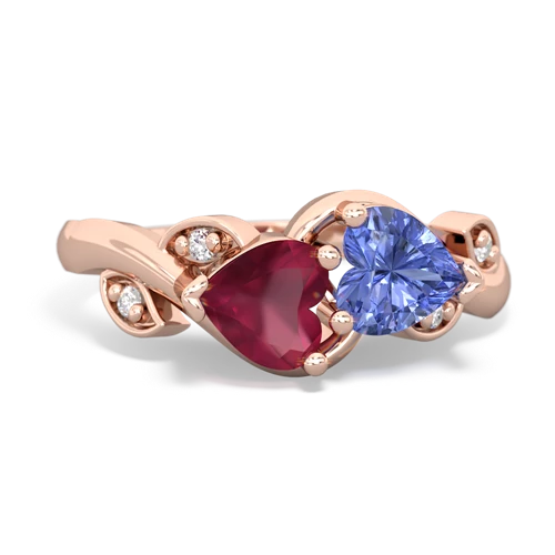Ruby Genuine Ruby with Genuine Tanzanite Floral Elegance ring Ring