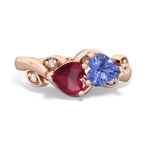 ruby-tanzanite floral keepsake ring