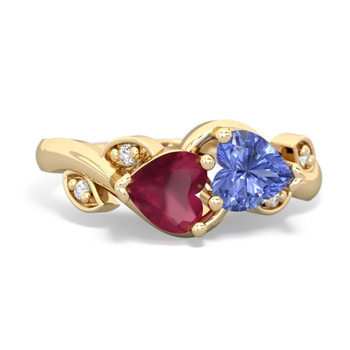 ruby-tanzanite floral keepsake ring