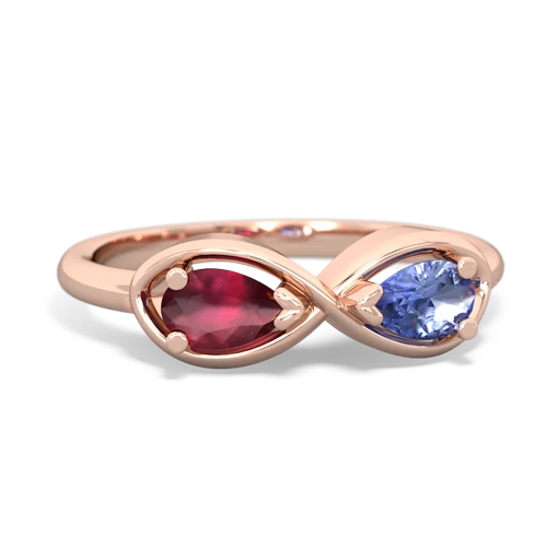 Ruby Genuine Ruby with Genuine Tanzanite Infinity ring Ring