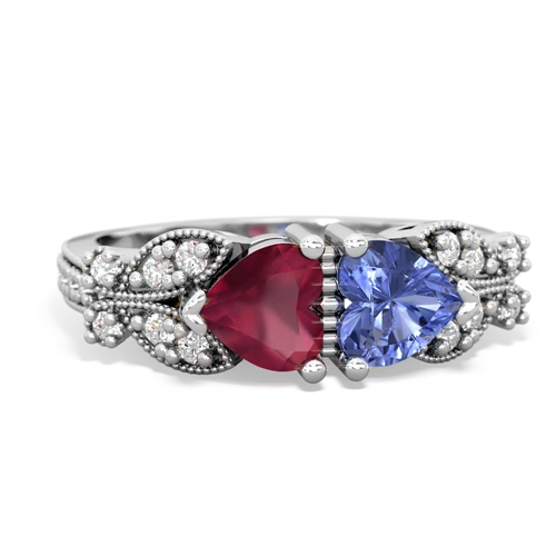 ruby-tanzanite keepsake butterfly ring