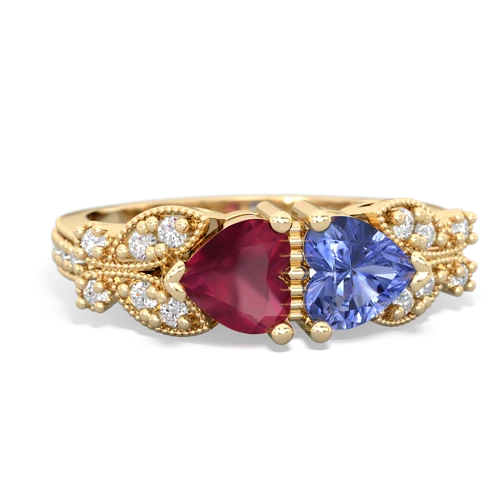 ruby-tanzanite keepsake butterfly ring