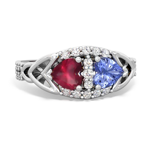 Ruby Genuine Ruby with Genuine Tanzanite Celtic Knot Engagement ring Ring