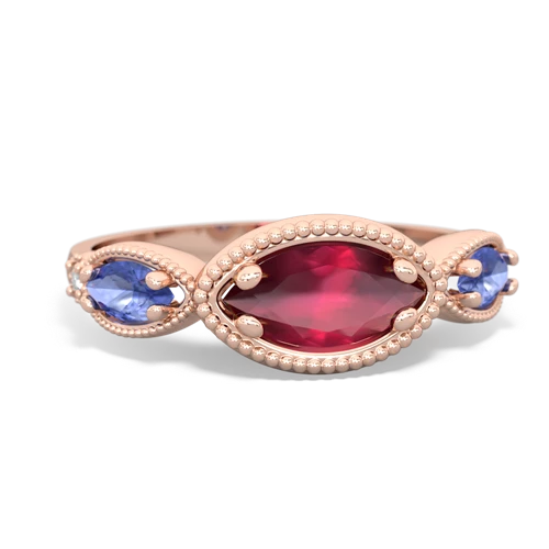 ruby-tanzanite milgrain marquise ring