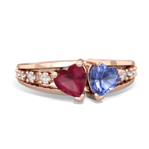 ruby-tanzanite modern ring