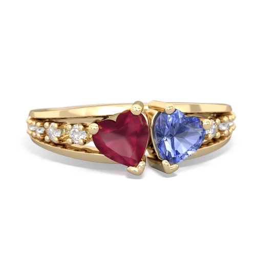 ruby-tanzanite modern ring