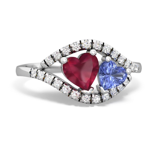 ruby-tanzanite mother child ring