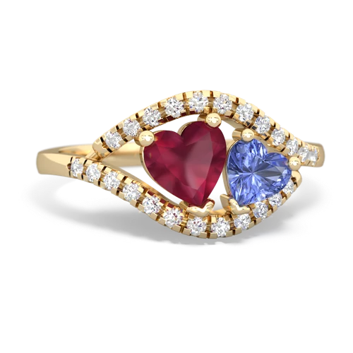 ruby-tanzanite mother child ring