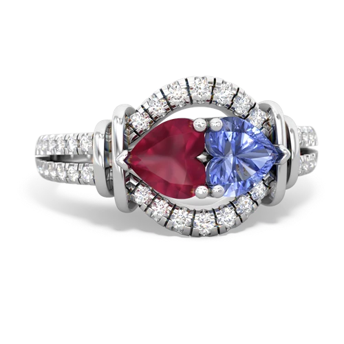 Ruby Genuine Ruby with Genuine Tanzanite Art-Deco Keepsake ring Ring
