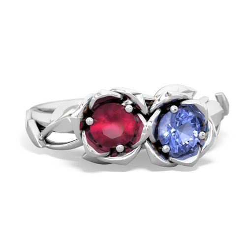 Ruby Genuine Ruby with Genuine Tanzanite Rose Garden ring Ring