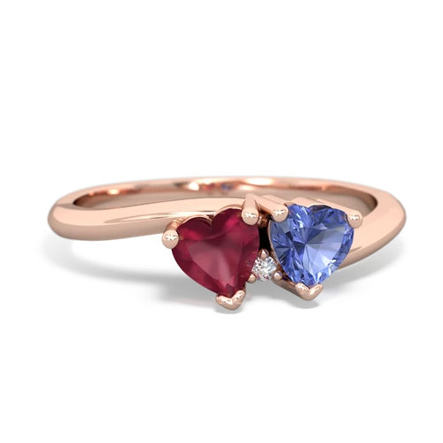 Ruby Genuine Ruby with Genuine Tanzanite Sweetheart's Promise ring Ring