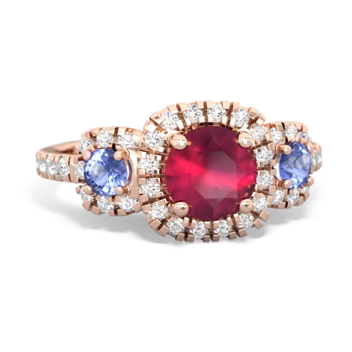 ruby-tanzanite three stone regal ring