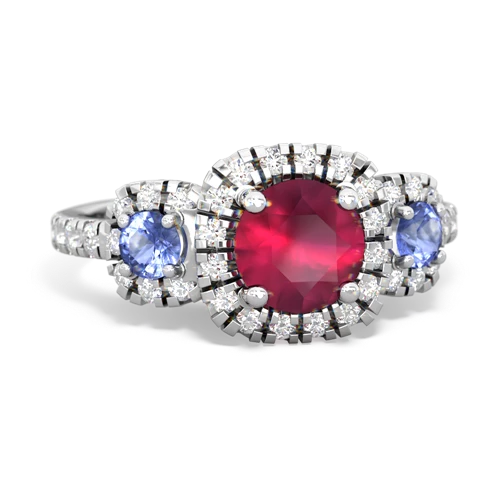 ruby-tanzanite three stone regal ring