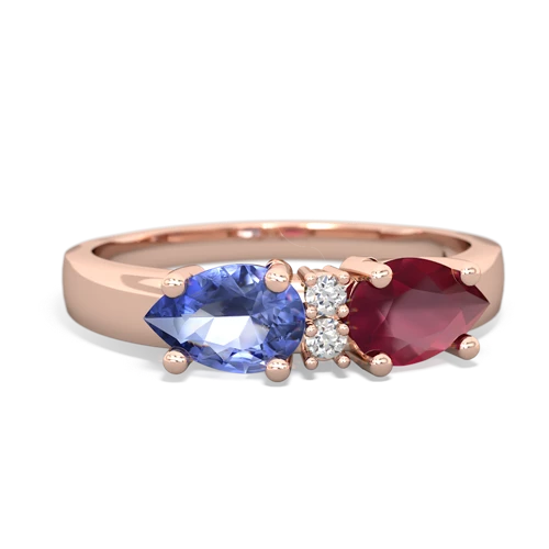 Ruby Genuine Ruby with Genuine Tanzanite Pear Bowtie ring Ring