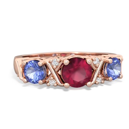 Ruby Genuine Ruby with Genuine Tanzanite and Lab Created Sapphire Hugs and Kisses ring Ring