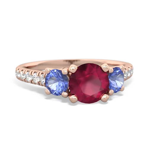 Ruby Genuine Ruby with Genuine Tanzanite and  Pave Trellis ring Ring