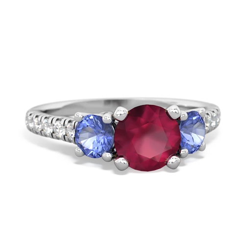 Ruby Genuine Ruby with Genuine Tanzanite and Genuine Sapphire Pave Trellis ring Ring