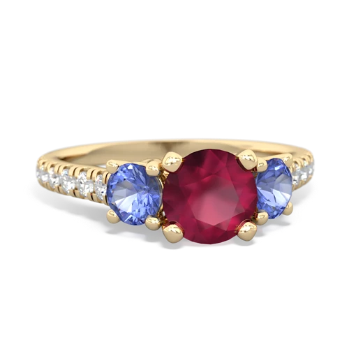 ruby-tanzanite trellis pave ring