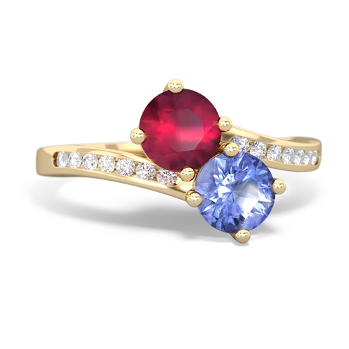 Ruby Genuine Ruby with Genuine Tanzanite Keepsake Two Stone ring Ring