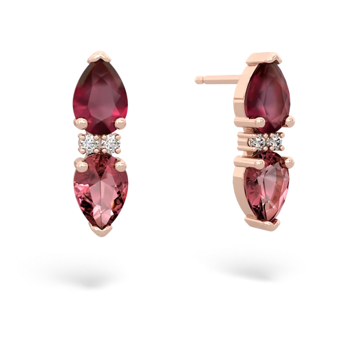 ruby-tourmaline bowtie earrings
