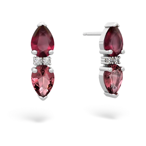 ruby-tourmaline bowtie earrings