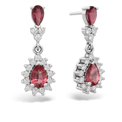 ruby-tourmaline dangle earrings