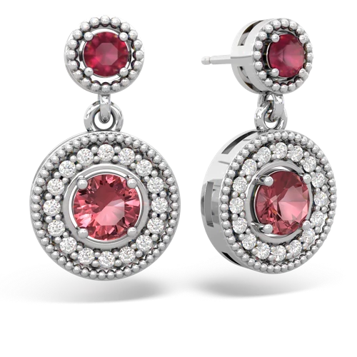 ruby-tourmaline halo earrings