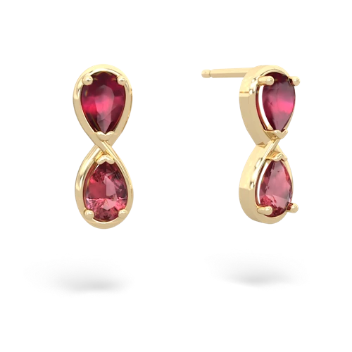 ruby-tourmaline infinity earrings