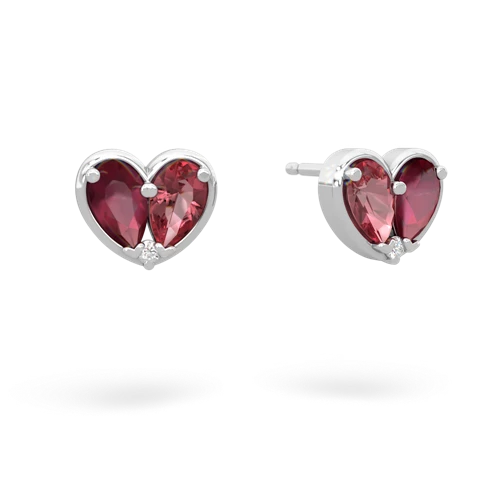 ruby-tourmaline one heart earrings