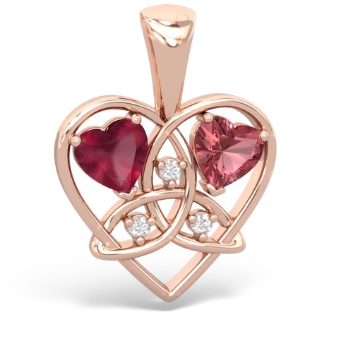 ruby-tourmaline celtic heart pendant