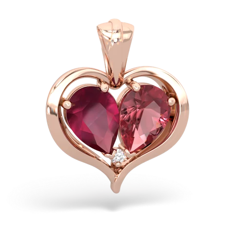 Ruby Genuine Ruby with Genuine Pink Tourmaline Two Become One pendant Pendant