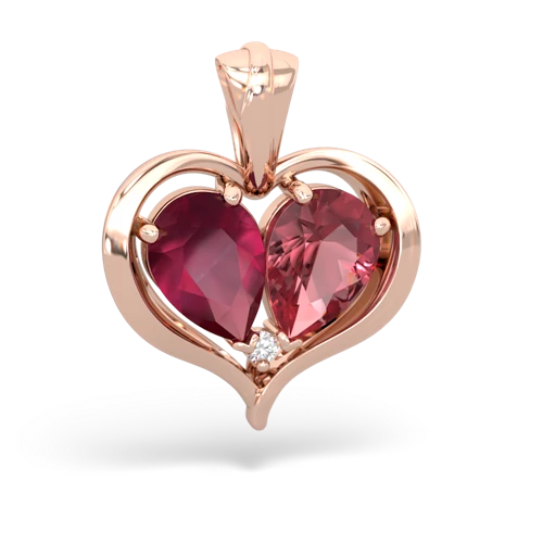ruby-tourmaline half heart whole pendant