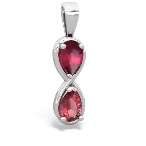 Ruby Genuine Ruby with Genuine Pink Tourmaline Infinity pendant Pendant