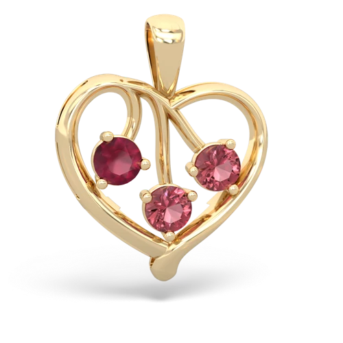 Ruby Genuine Ruby with Genuine Pink Tourmaline and  Glowing Heart pendant Pendant