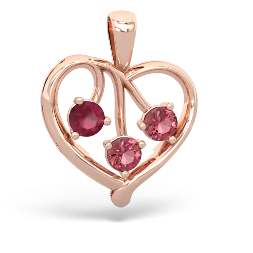 ruby-tourmaline love heart pendant