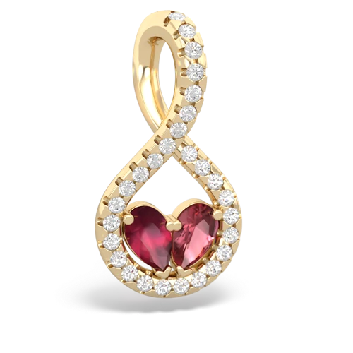 Ruby Genuine Ruby with Genuine Pink Tourmaline PavÃ© Twist pendant Pendant