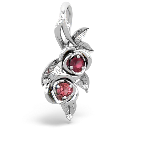 Ruby Genuine Ruby with Genuine Pink Tourmaline Rose Vine pendant Pendant