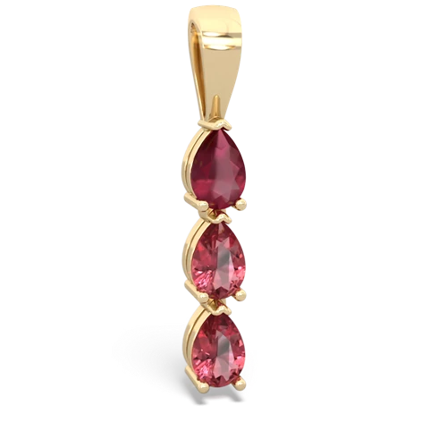 Ruby Genuine Ruby with Genuine Pink Tourmaline and  Three Stone pendant Pendant