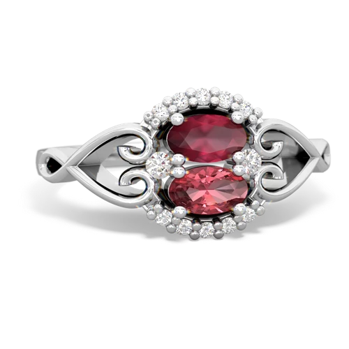 Ruby Genuine Ruby with Genuine Pink Tourmaline Love Nest ring Ring