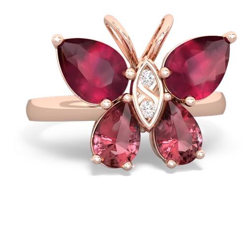 ruby-tourmaline butterfly ring