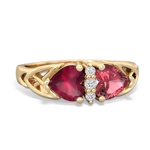 Ruby Genuine Ruby with Genuine Pink Tourmaline Celtic Trinity Knot ring Ring