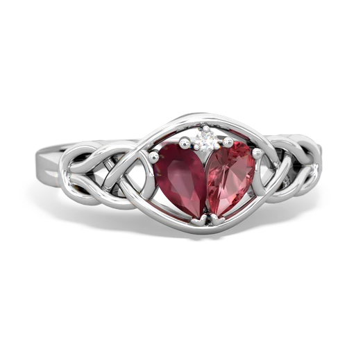Ruby Genuine Ruby with Genuine Pink Tourmaline Celtic Love Knot ring Ring