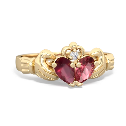 Ruby Genuine Ruby with Genuine Pink Tourmaline Claddagh ring Ring