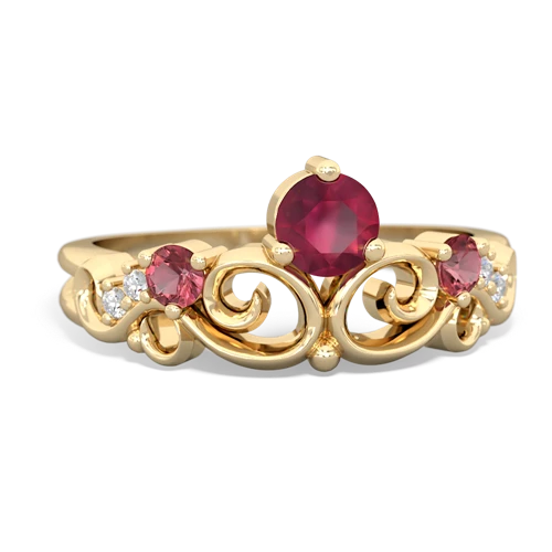 Ruby Genuine Ruby with Genuine Pink Tourmaline and Lab Created Emerald Crown Keepsake ring Ring