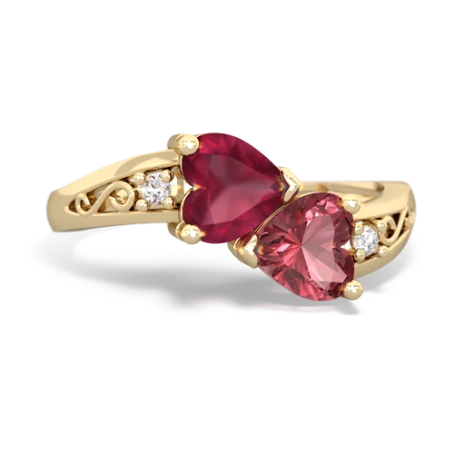 ruby-tourmaline filligree ring