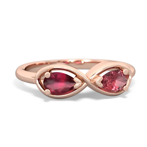 Ruby Genuine Ruby with Genuine Pink Tourmaline Infinity ring Ring