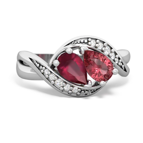 Ruby Genuine Ruby with Genuine Pink Tourmaline Summer Winds ring Ring