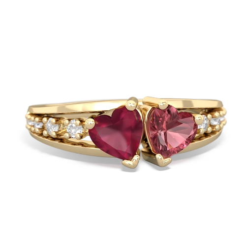 ruby-tourmaline modern ring